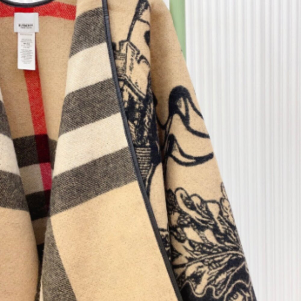Burberry Cape Pashmina Check Cashmere Womens Beige - Picture 6 of 6